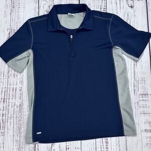 Alo Yoga Coolfit 1/4 Zip Polo Men’s M Navy Gray Mesh Panels Golf Athleisure